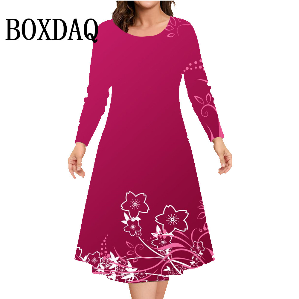 Winter Clothing For Plus Size Women - Robe trapèze ample imprimée à manches