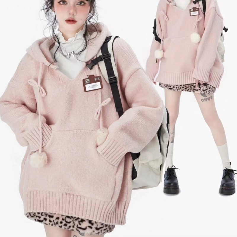 Winter Clothing Drawing - Pull à capuche Style Preppy Y2k,
