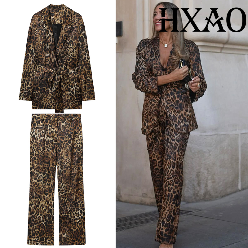Winter Clothing Vintage - HXAO léopard pantalon ensembles 2 pièces