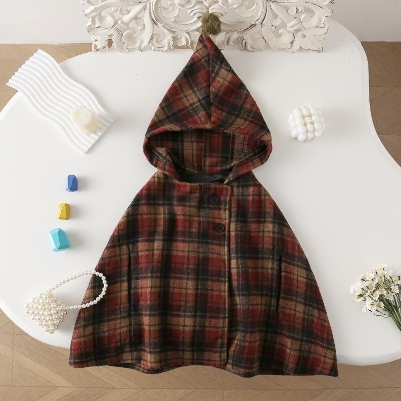 Winter Clothing Baby - Cape à carreaux pour filles, manteau