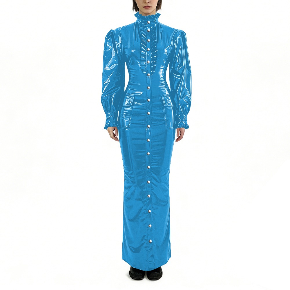 Winter Clothing For Plus Size Women - Robe longue crayon en PVC brillant