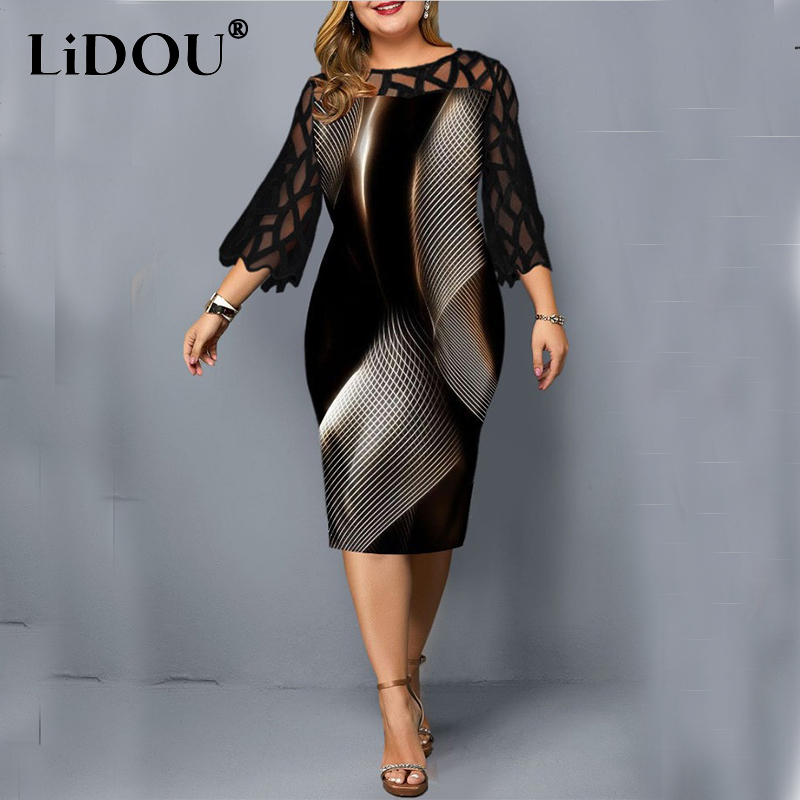 Winter Clothing For Plus Size Women - Robe en dentelle évidée pour femme,