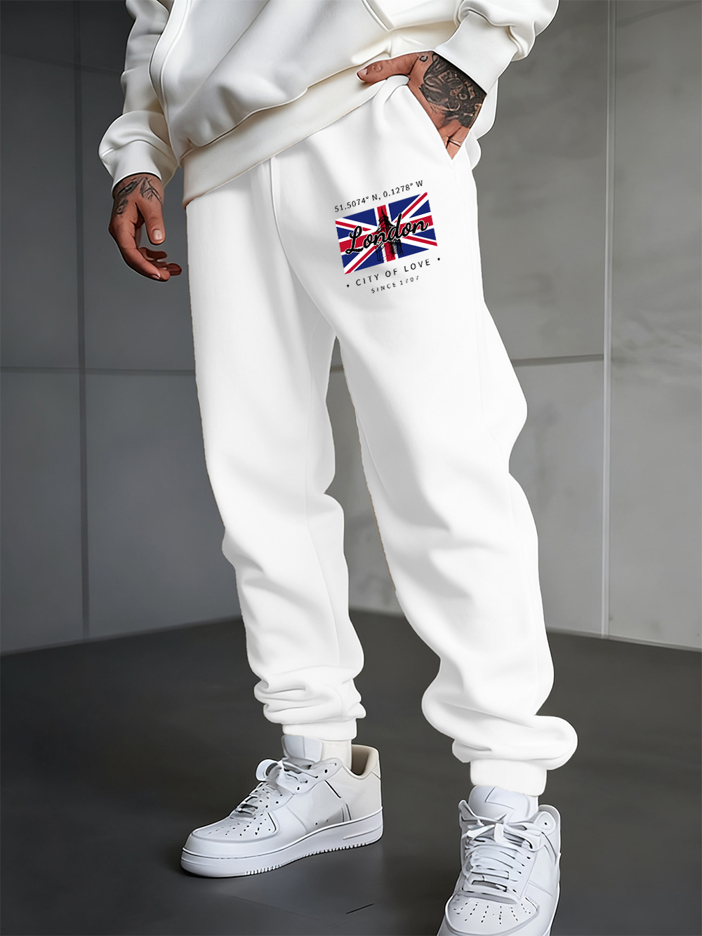 Winter Clothing London - Londres ville d'amour drapeau impression pantalons