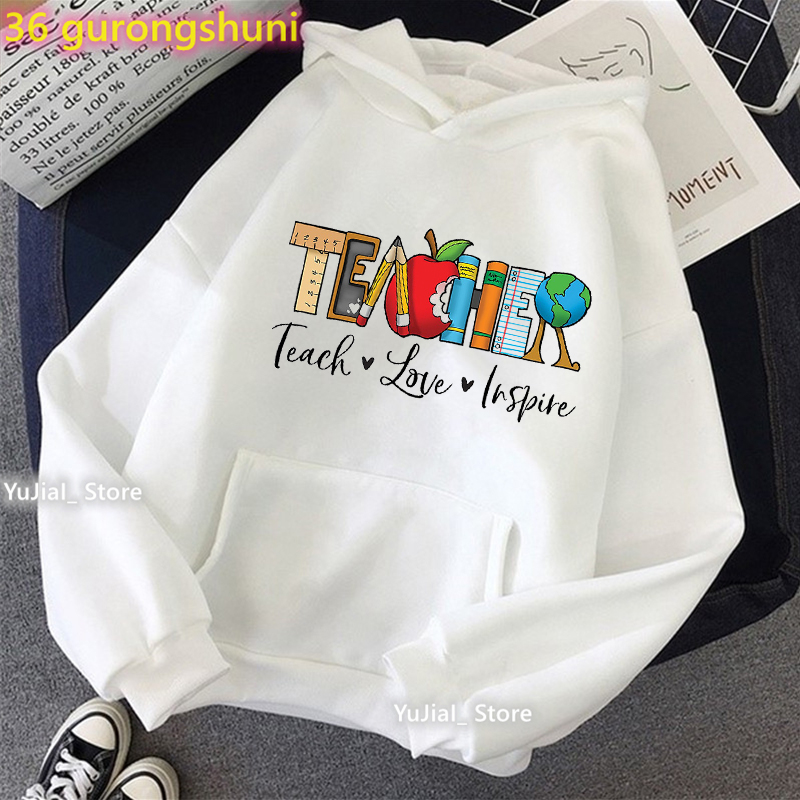 Winter Clothing Drawing - Sweat-shirt imprimé graphique Teach Love Inspire