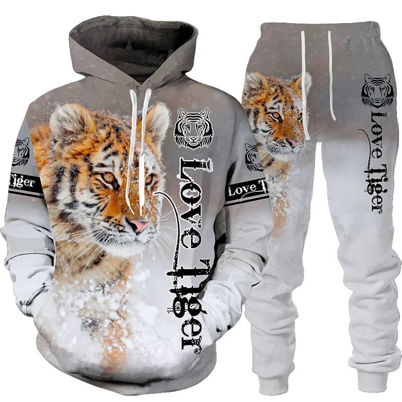 Winter Clothing Men Style - Ensemble de survêtement imprimé tigre animal