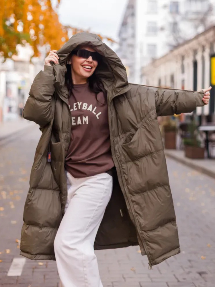 Puffer Jacket Women Down - Doudoune longue surdimensionnée pour femme, manteau