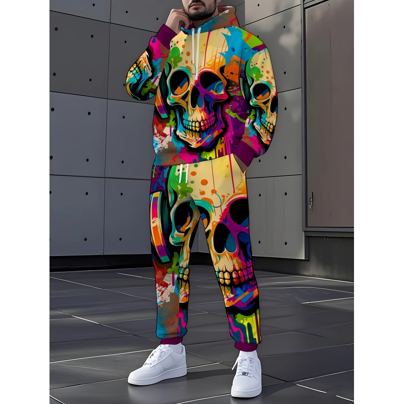 Winter Clothing Men Style - Ensemble à motif squelette tendance, ensemble