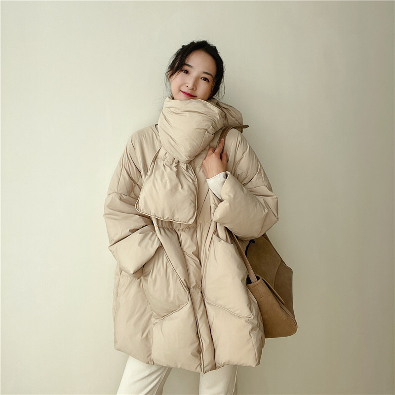 Puffer Jacket Women Down - Hiver chaud doudoune à capuche écharpe