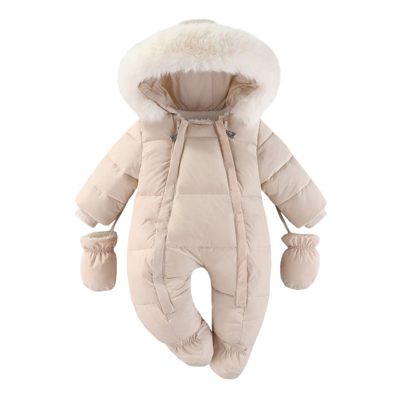 Winter Clothing Baby - Barboteuse d'hiver pour nouveau-né, avec gants,