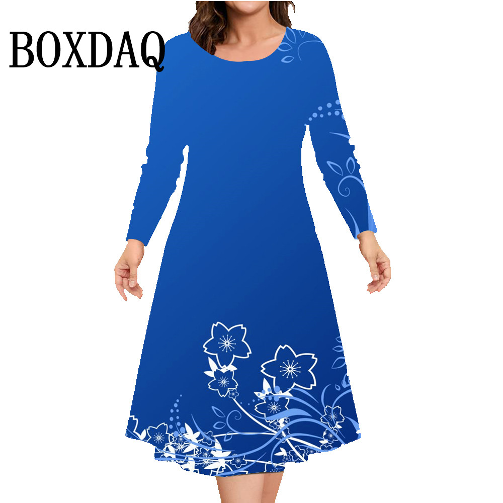 Robe trapèze ample imprimée à  - Winter Clothing For Plus Size Women avis et prix