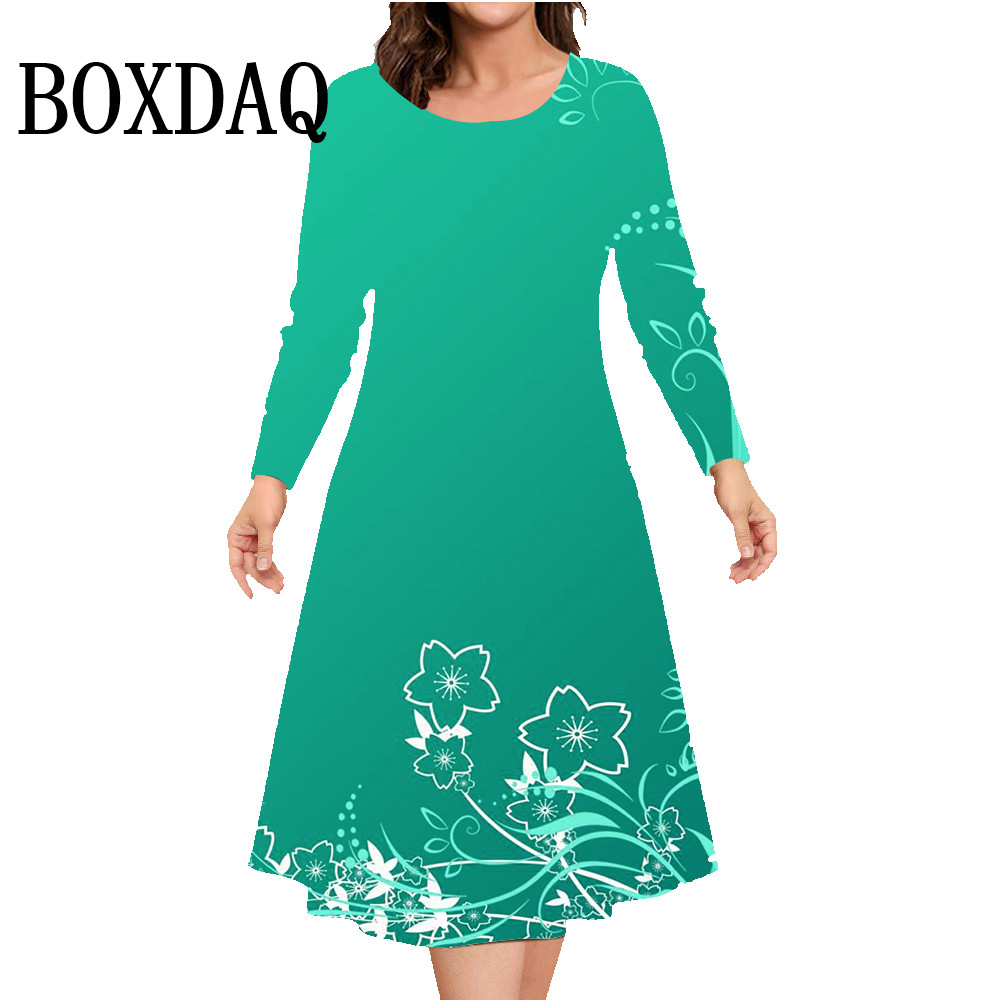 Robe trapèze ample imprimée à  - Winter Clothing For Plus Size Women avis et prix
