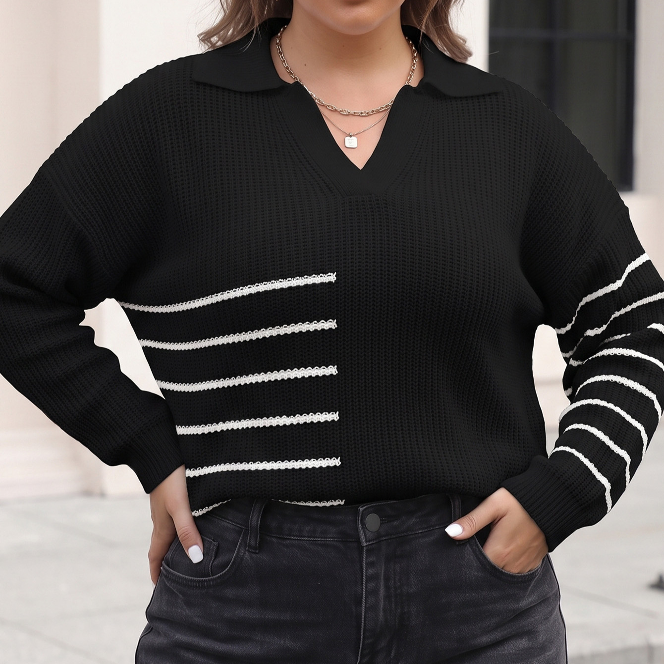 Pull tricoté décontracté à man - Winter Clothing For Plus Size Women avis et prix