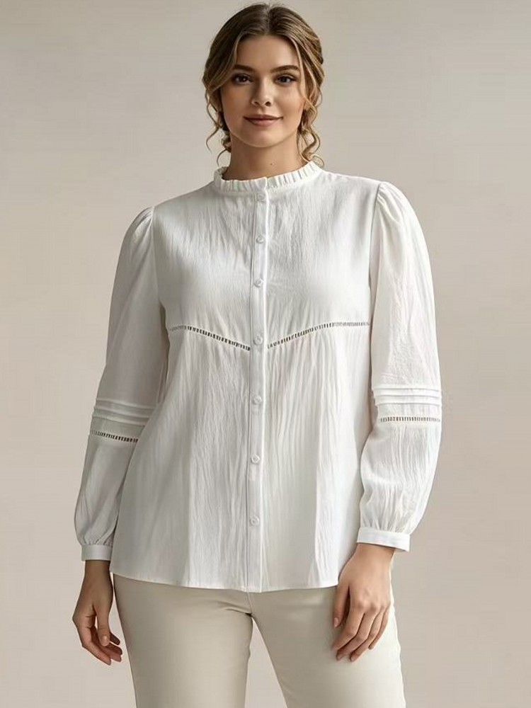 Chemise Blouse Blanche Élégant - Winter Clothing For Plus Size Women avis et prix