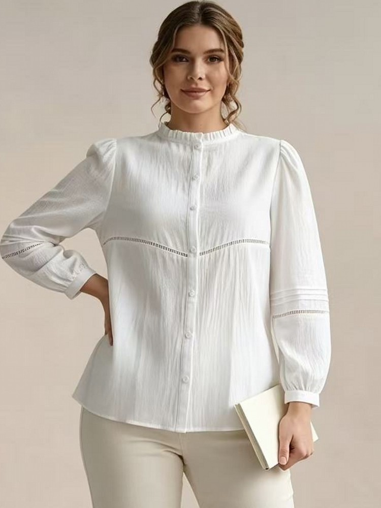 Chemise Blouse Blanche Élégant - Winter Clothing For Plus Size Women avis et prix