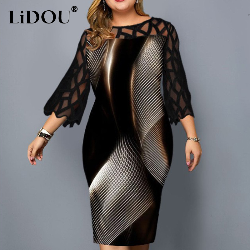 Robe en dentelle évidée pour f - Winter Clothing For Plus Size Women avis et prix