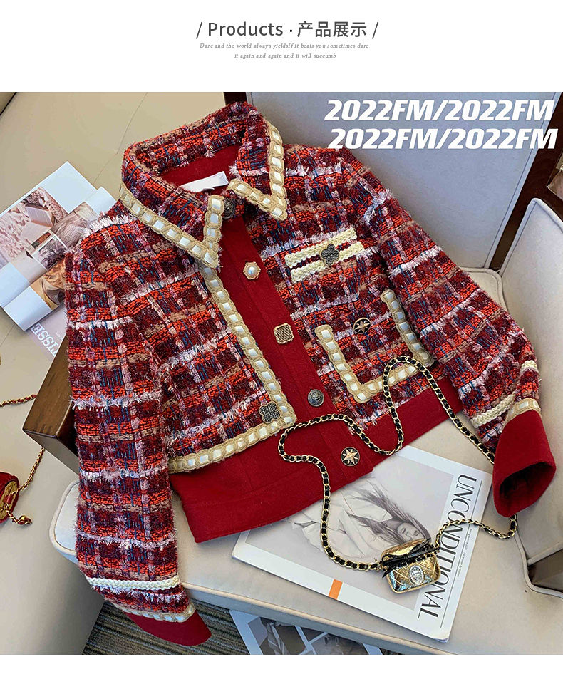Costume élégant rouge en Tweed - Winter Clothing Vintage avis et prix